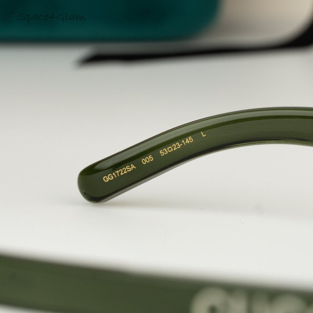 BRAND NEW Gucci GG1722SA 005 Transparent Dark Green Grey Unisex Oval Sunglasses - Picture 6 of 9